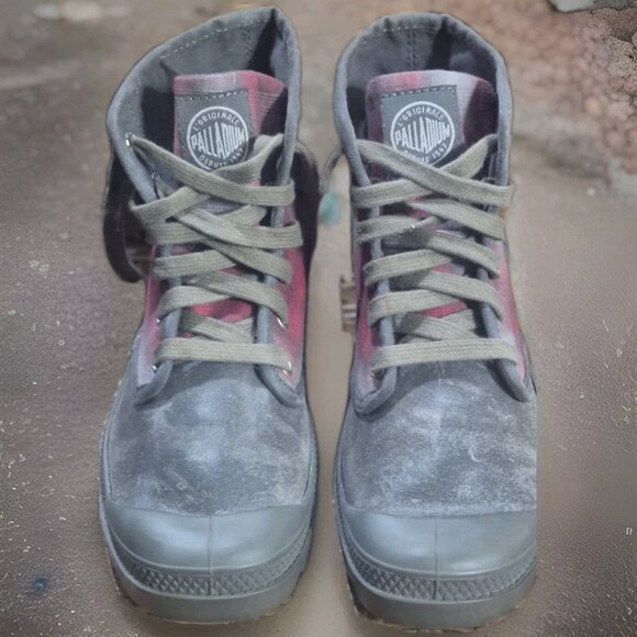 Palladium PAMPA HI High- top Lace Up Plaid Sneaker Shoes Women's Size 8.5 - Picture 2 of 7